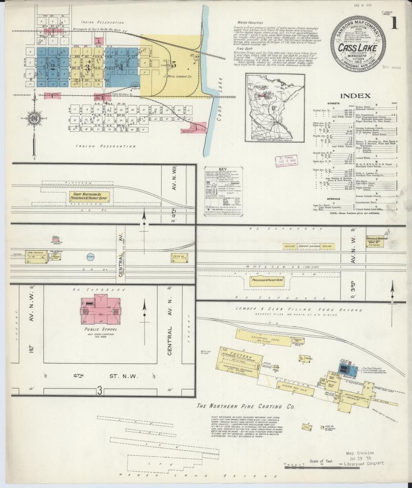 Sanborn Fire Insurance Map from Cass Lake, Cass County, Minnesota. (1913) – Map View