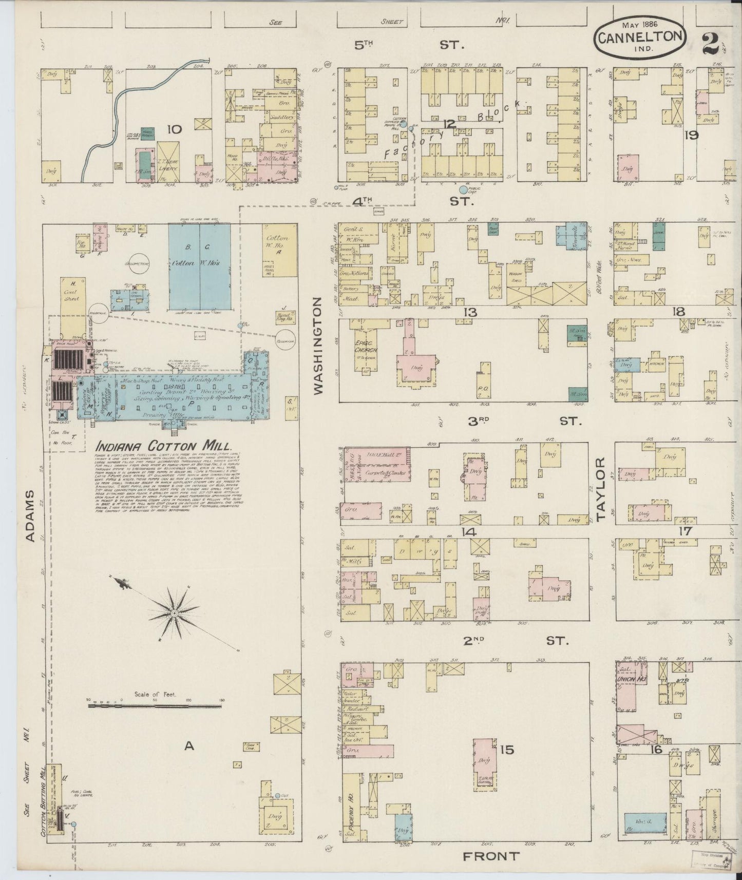 Sanborn Fire Insurance Map from Cannelton, Perry County, Indiana (1886), Sheet #0002 - Complete Map Set gallery image, historic Sanborn map, vintage wall art, Indiana Indiana