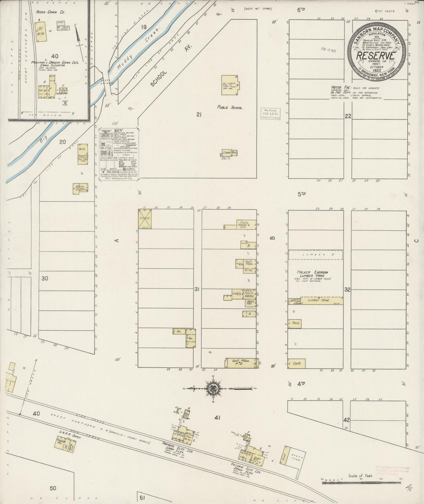 Sanborn Fire Insurance Map from Reserve, Sheridan County, Montana (1920), Sheet #0001 - Historic Sanborn Fire Insurance Map Print, vintage old map wall art, antique decor, genealogy gift, Montana Montana map