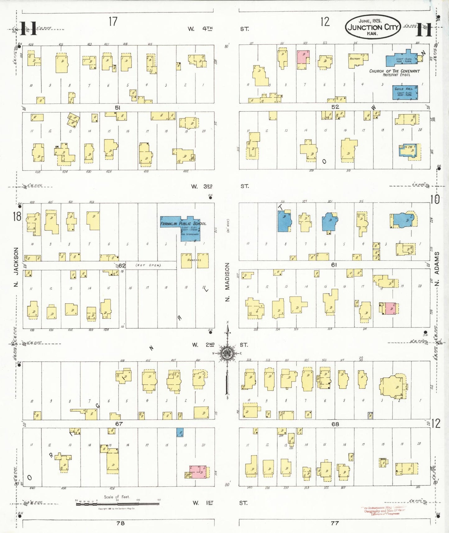 Sanborn Fire Insurance Map from Junction City, Geary County, Kansas (1925), Sheet #0011 - Historic Sanborn Fire Insurance Map Print, vintage old map wall art, antique decor, genealogy gift, Kansas Kansas map