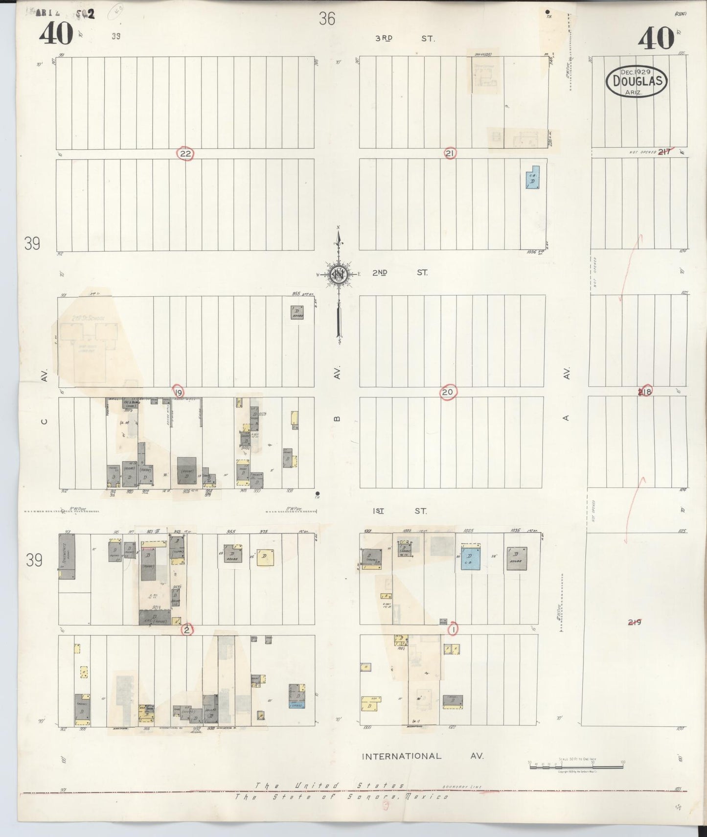 Sanborn Fire Insurance Map from Douglas, Cochise County, Arizona (1947), Sheet #0040 - Historic Sanborn Fire Insurance Map Print, vintage old map wall art, antique decor, genealogy gift, Arizona Arizona map