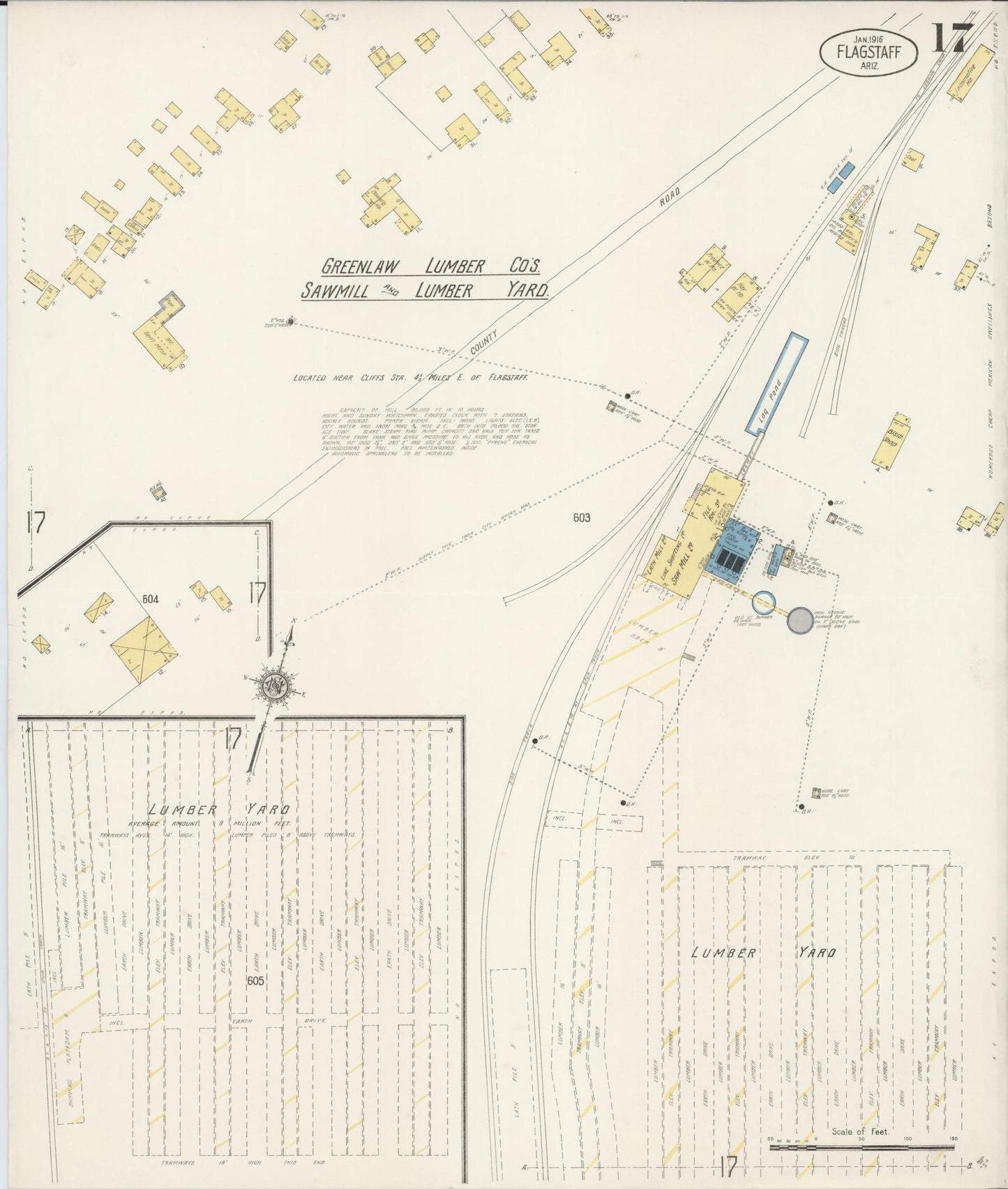 Sanborn Fire Insurance Map from Flagstaff, Coconino County, Arizona (1916), Sheet #0017 - Complete Map Set gallery image, historic Sanborn map, vintage wall art, Arizona Arizona