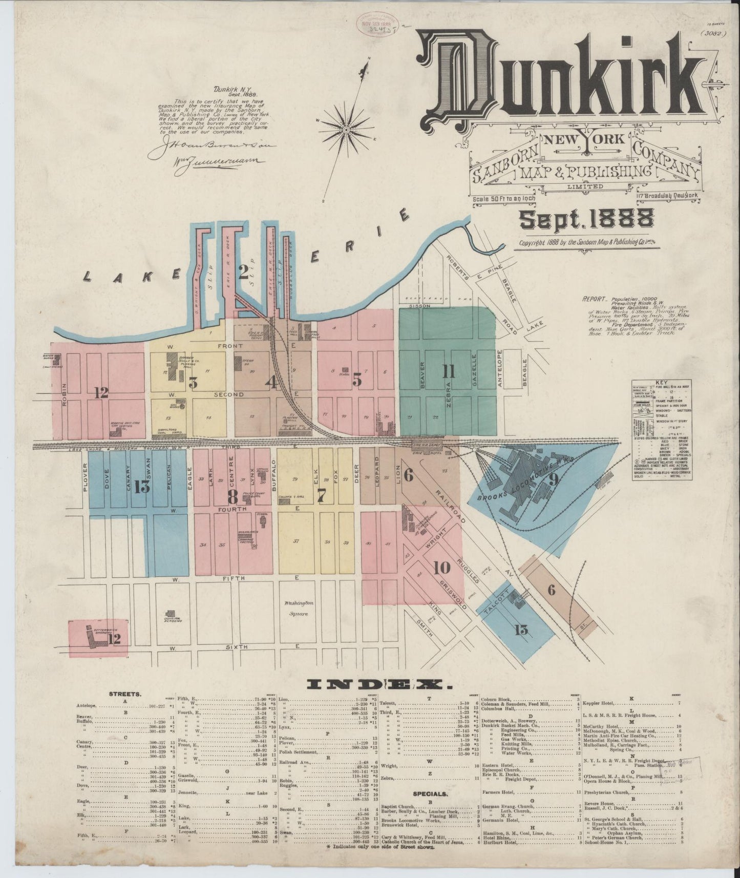 Sanborn Fire Insurance Map from Dunkirk, Chautauqua County, New York. (1888) – Historic Sanborn Fire Insurance Map Print