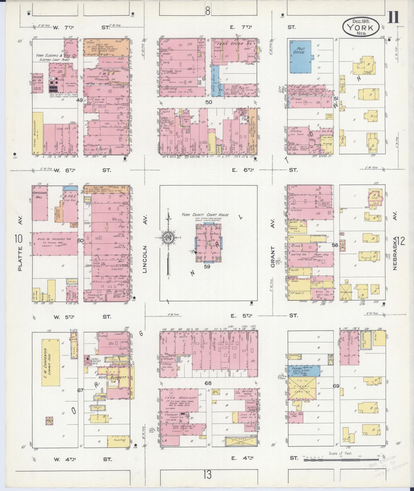 Sanborn Fire Insurance Map from York, York County, Nebraska (1915), Sheet #0011 - Historic Sanborn Fire Insurance Map Print, vintage old map wall art, antique decor, genealogy gift, Nebraska Nebraska map