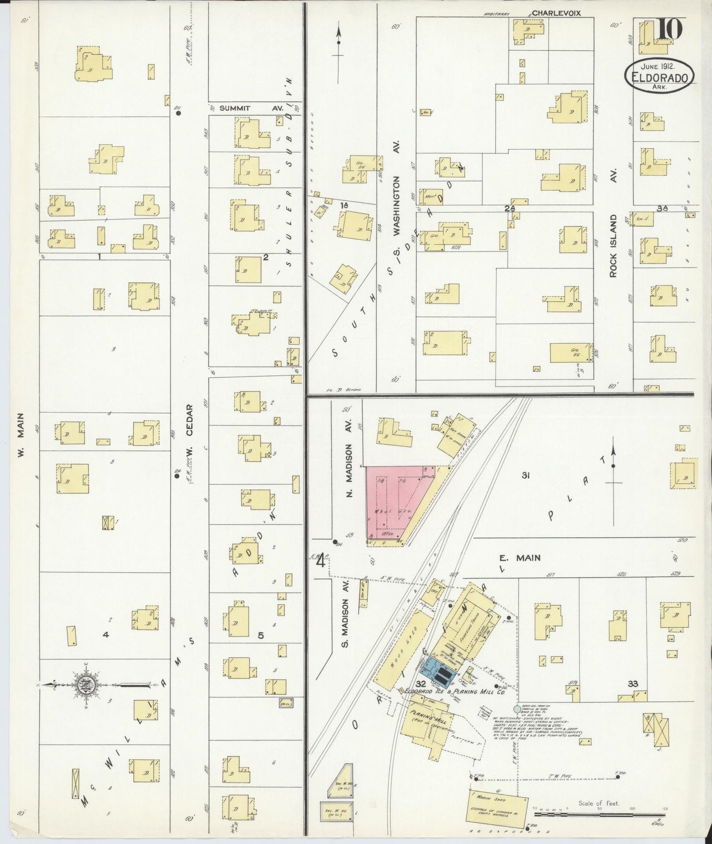 Sanborn Fire Insurance Map from El Dorado, Union County, Arkansas (1912), Sheet #0010 - Complete Map Set gallery image, historic Sanborn map, vintage wall art, Arkansas Arkansas