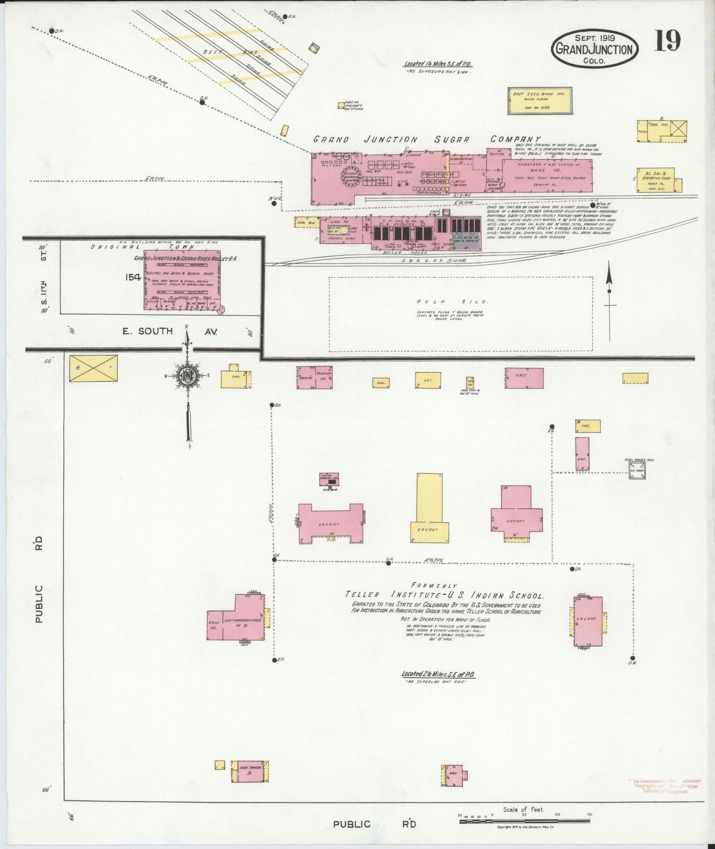 Sanborn Fire Insurance Map from Grand Junction, Mesa County, Colorado (1919), Sheet #0019 - Complete Map Set gallery image, historic Sanborn map, vintage wall art, Colorado Colorado