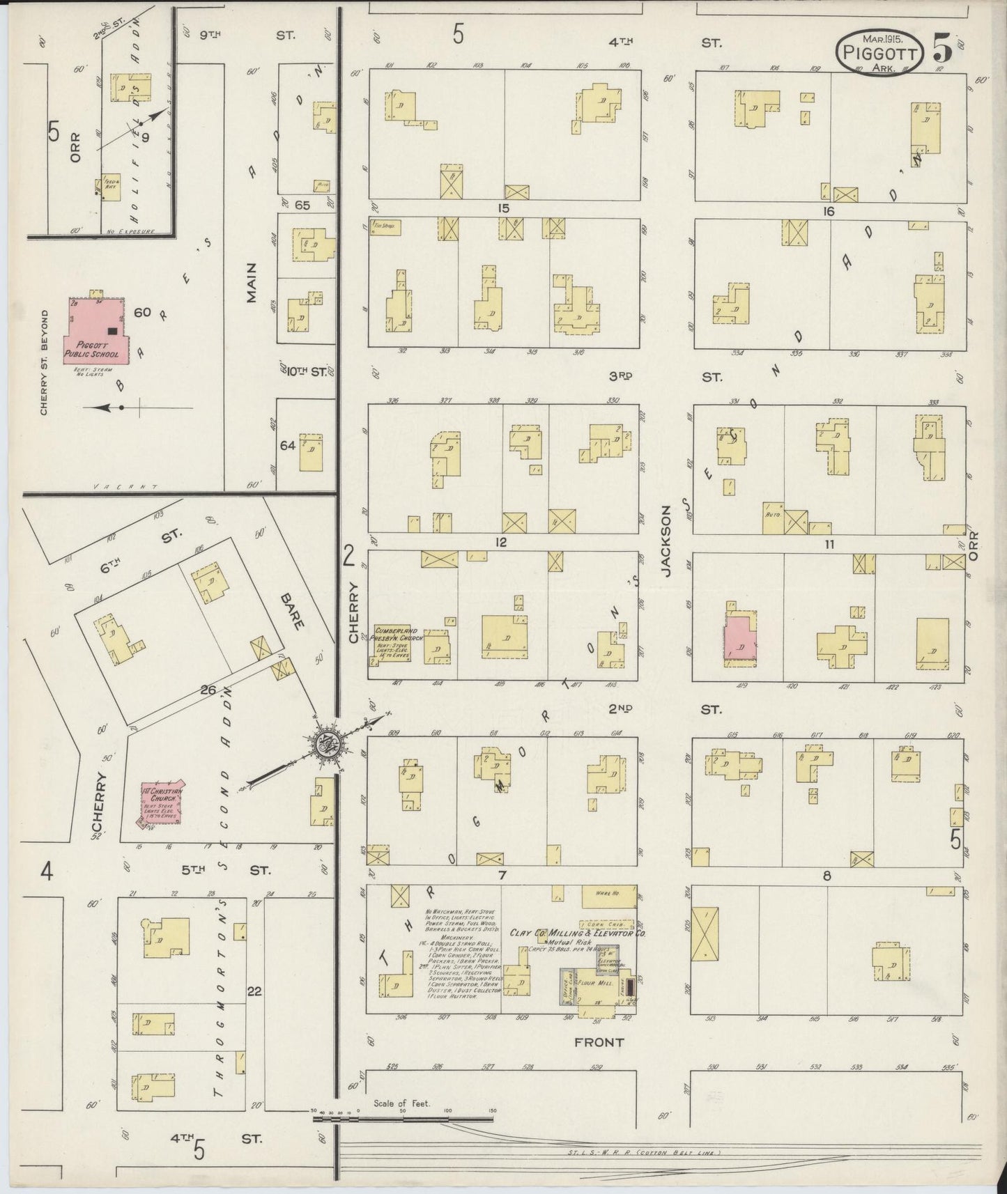 Sanborn Fire Insurance Map from Piggott, Clay County, Arkansas (1915), Sheet #0005 - Complete Map Set gallery image, historic Sanborn map, vintage wall art, Arkansas Arkansas