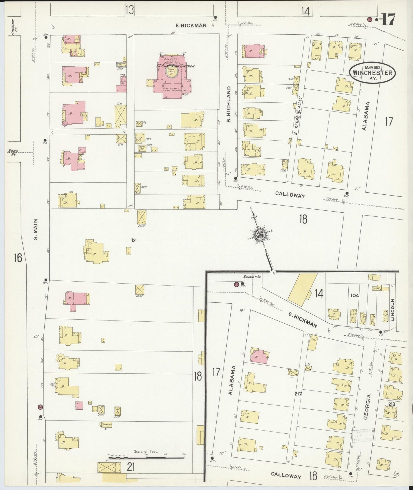 Sanborn Fire Insurance Map from Winchester, Clark County, Kentucky (1912), Sheet #0017 - Historic Sanborn Fire Insurance Map Print, vintage old map wall art, antique decor, genealogy gift, Kentucky Kentucky map
