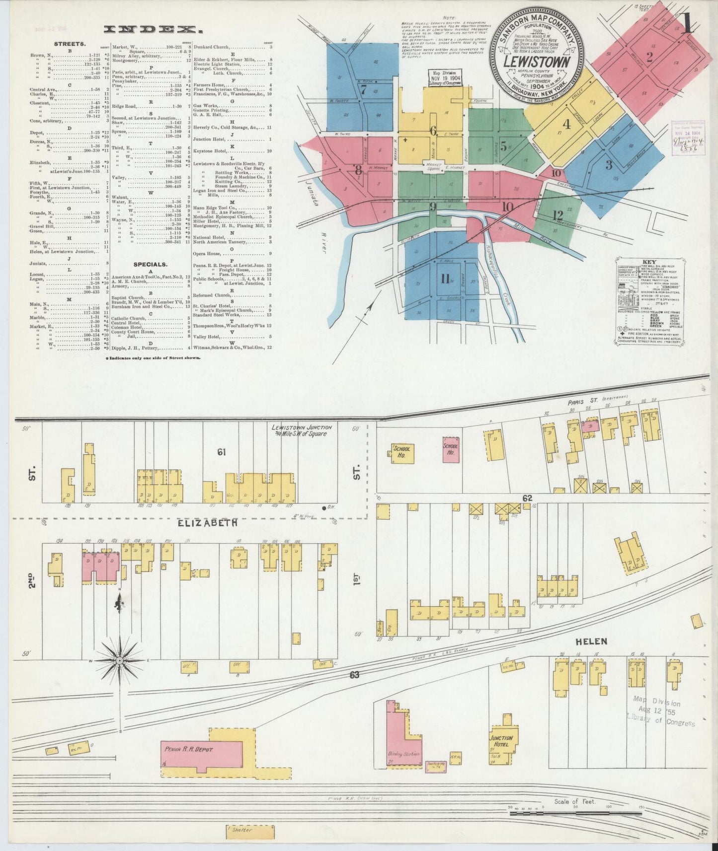 Sanborn Fire Insurance Map from Lewistown, Mifflin County, Pennsylvania. (1904) – Historic Sanborn Fire Insurance Map Print