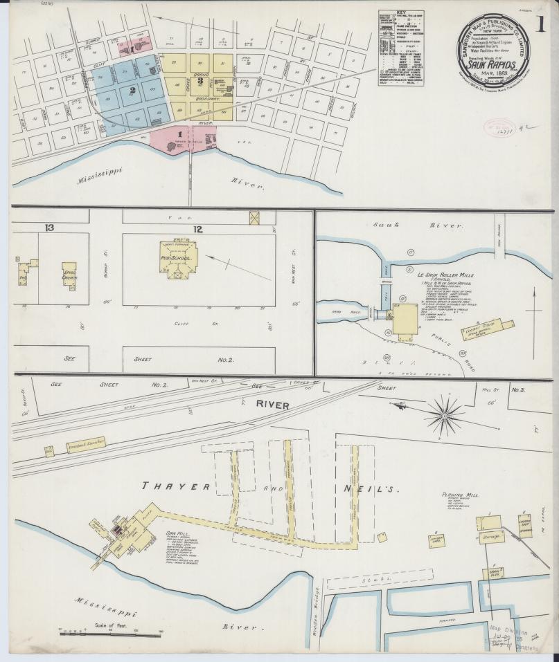 Sanborn Fire Insurance Map from Sauk Rapids, Benton County, Minnesota. (1889) – Map View