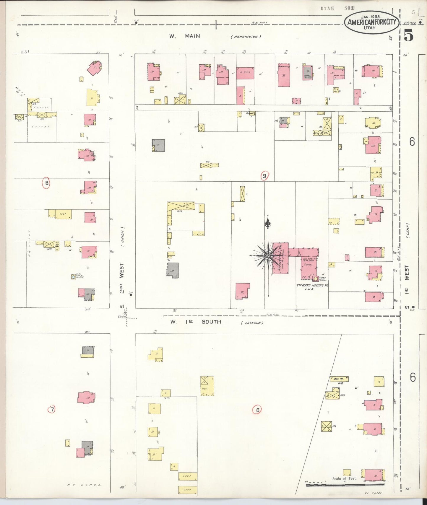 Sanborn Fire Insurance Map from American Fork, Utah County, Utah (1938), Sheet #0005 - Historic Sanborn Fire Insurance Map Print, vintage old map wall art, antique decor, genealogy gift, American Fork Utah map