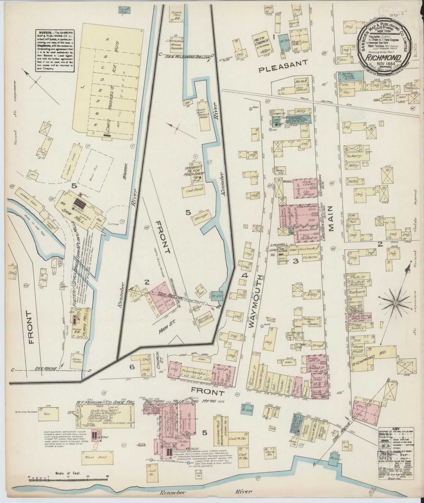 Sanborn Fire Insurance Map from Richmond, Sagadahoc County, Maine. (1884) – Historic Sanborn Fire Insurance Map Print