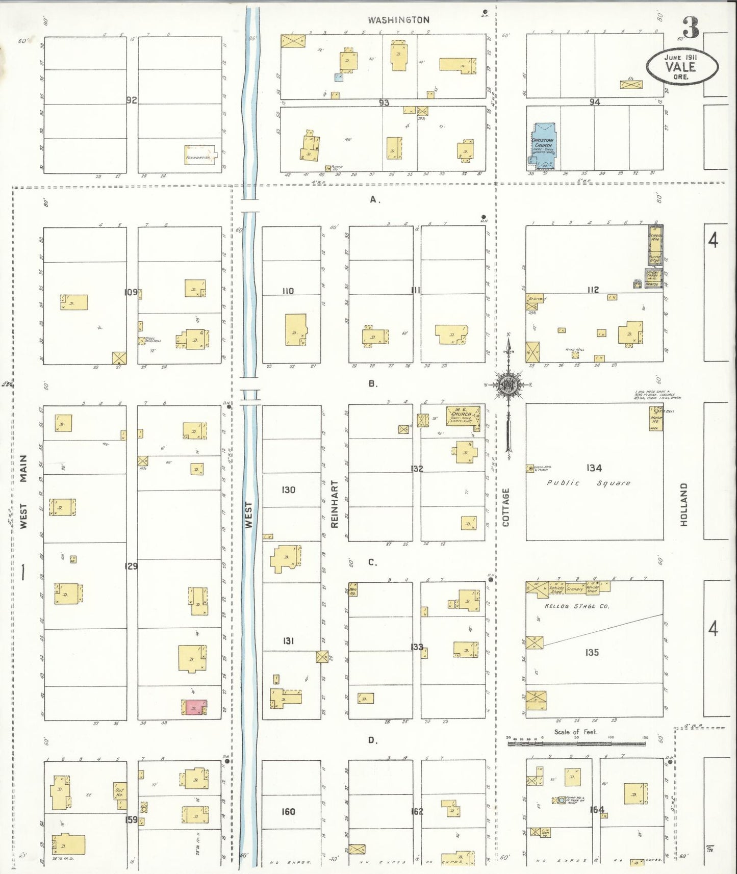 Sanborn Fire Insurance Map from Vale, Malheur County, Oregon (1911), Sheet #0003 - Historic Sanborn Fire Insurance Map Print, vintage old map wall art, antique decor, genealogy gift, Oregon Oregon map