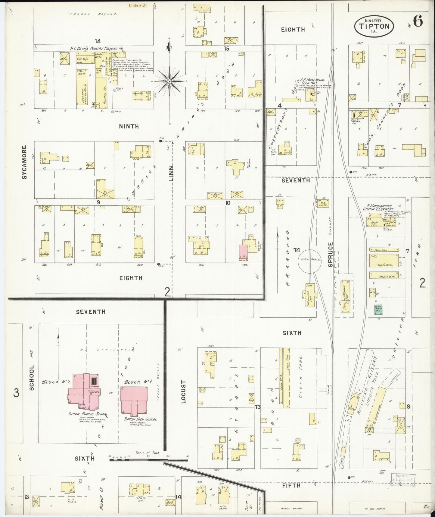 Sanborn Fire Insurance Map from Tipton, Cedar County, Iowa (1897), Sheet #0006 - Historic Sanborn Fire Insurance Map Print