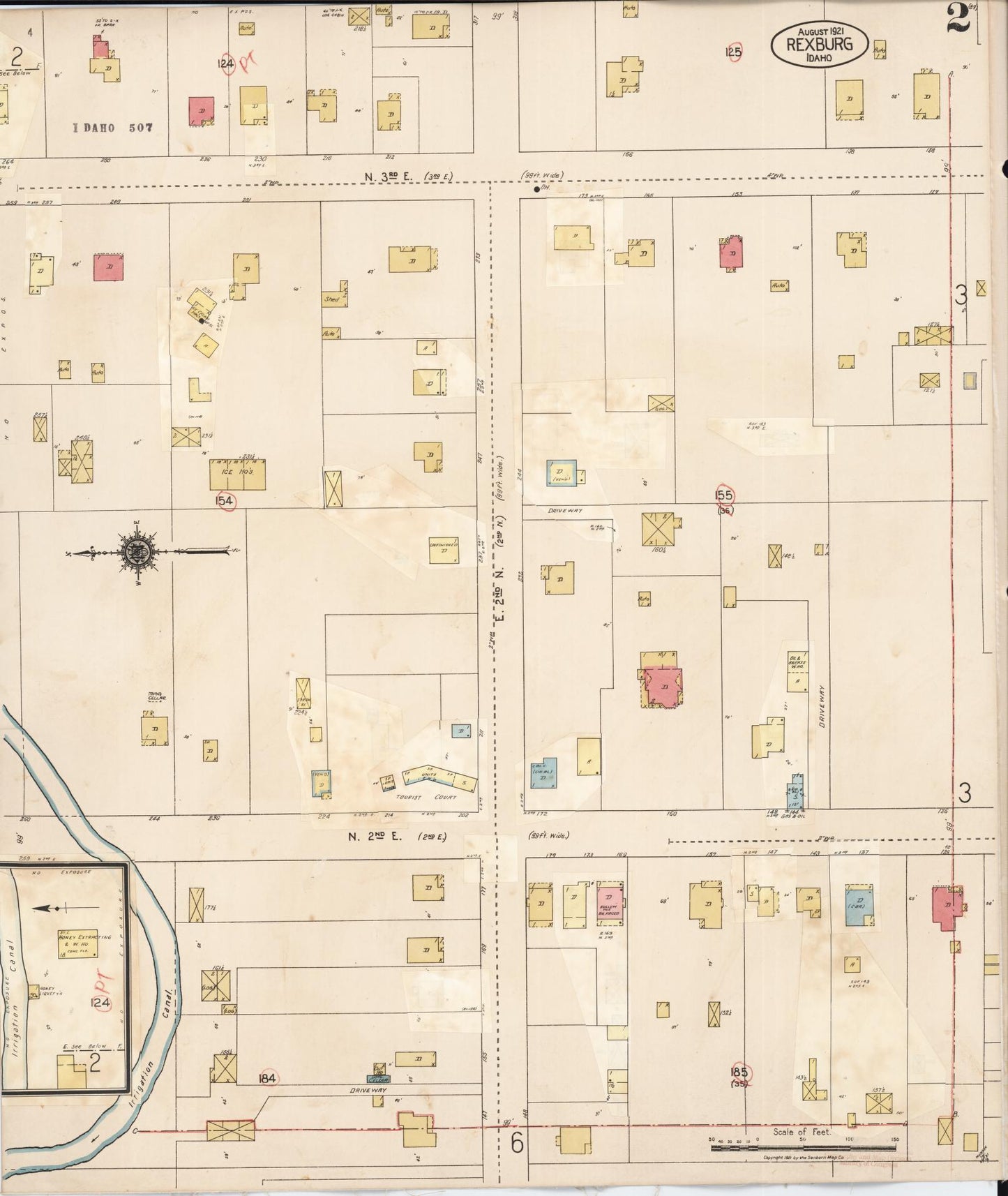 Sanborn Fire Insurance Map from Rexburg, Madison County, Idaho (1943), Sheet #0002 - Historic Sanborn Fire Insurance Map Print, vintage old map wall art, antique decor, genealogy gift, Idaho Idaho map