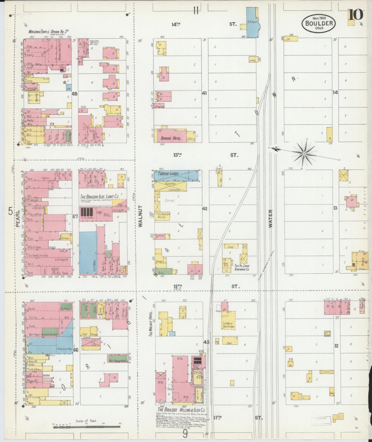 Sanborn Fire Insurance Map from Boulder, Boulder County, Colorado (1900), Sheet #0010 - Historic Sanborn Fire Insurance Map Print, vintage old map wall art, antique decor, genealogy gift, Colorado Colorado map