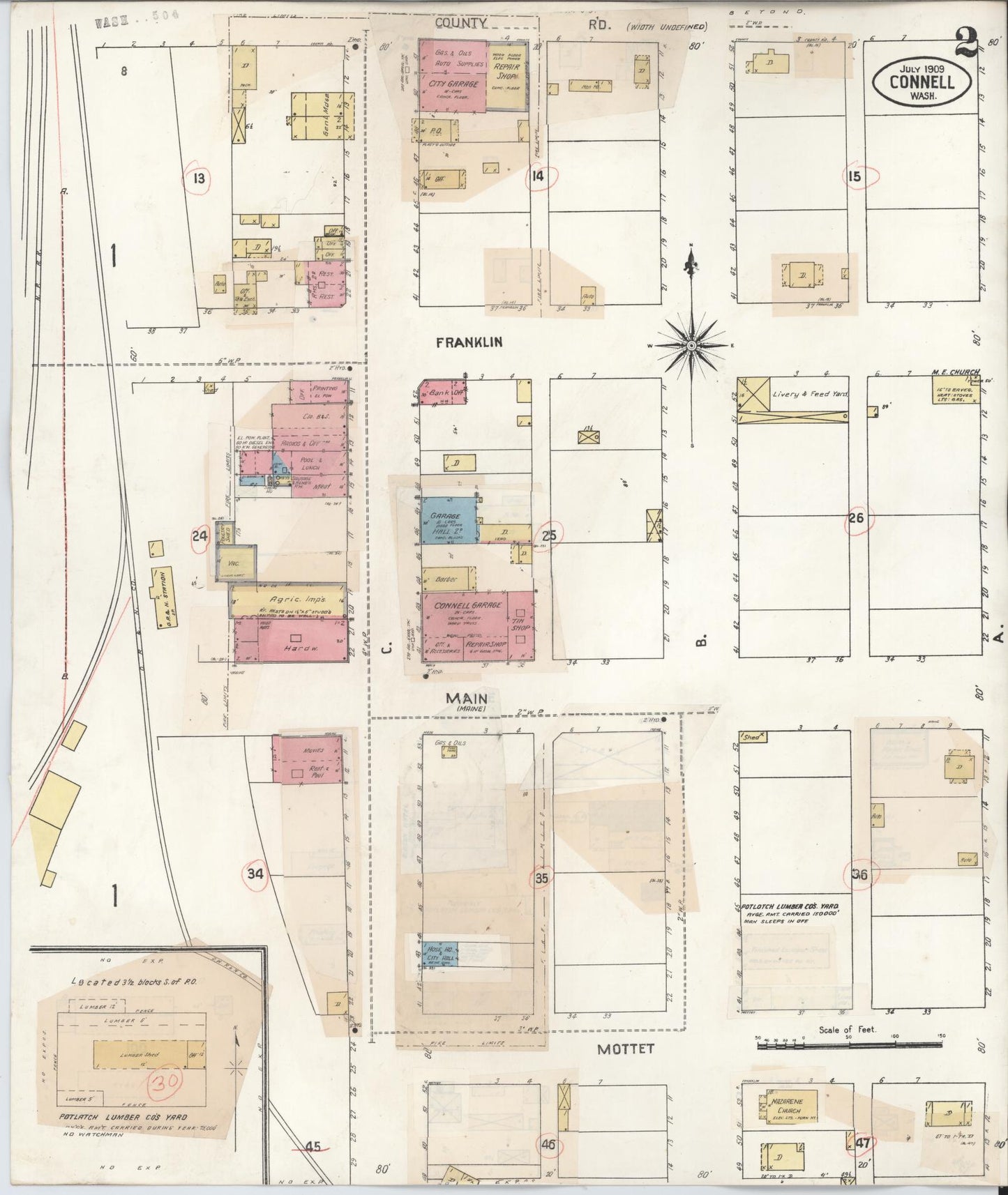 Sanborn Fire Insurance Map from Connell, Franklin County, Washington (1930), Sheet #0002 - Complete Map Set gallery image, historic Sanborn map, vintage wall art, Washington Washington