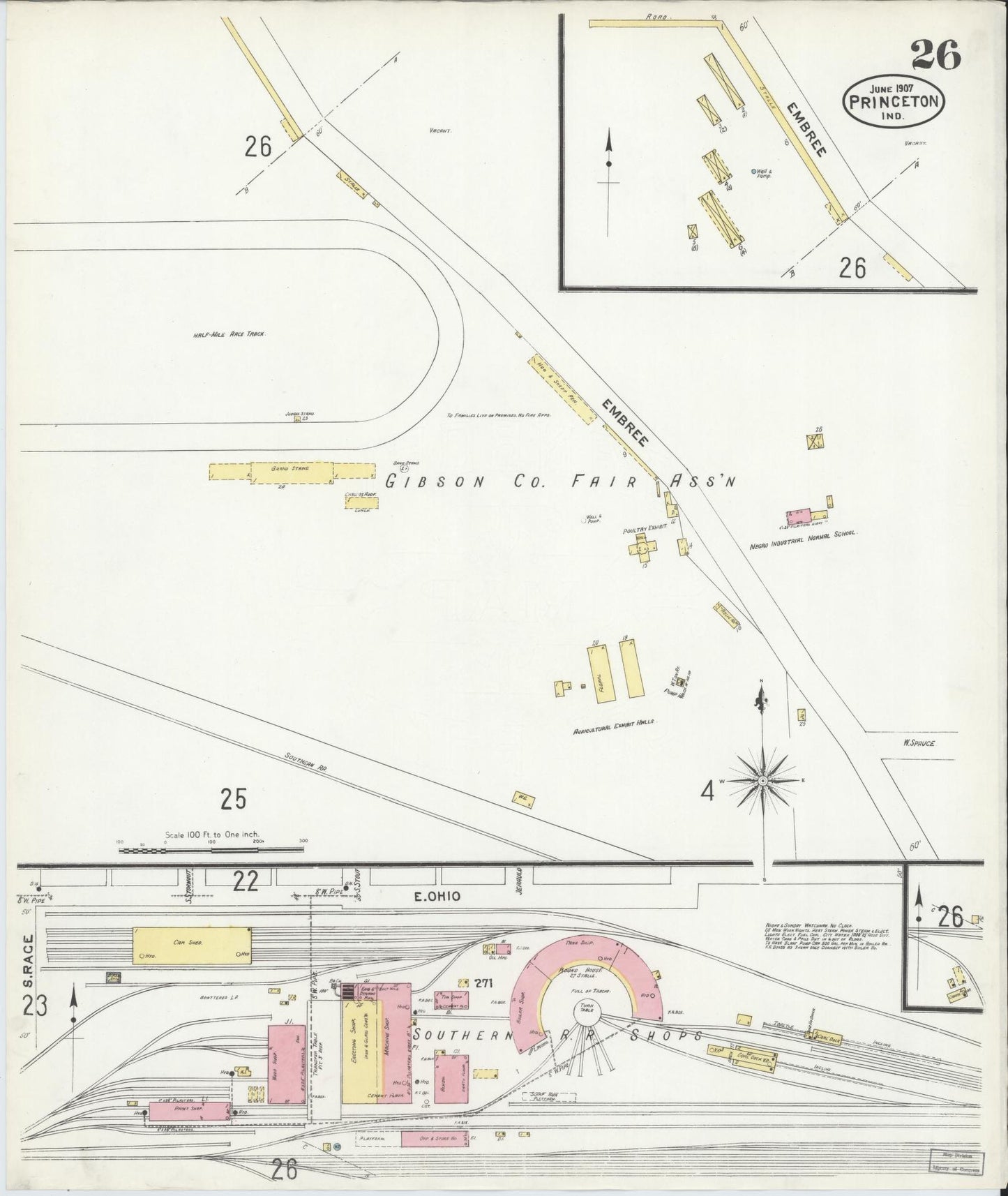 Sanborn Fire Insurance Map from Princeton, Gibson County, Indiana (1907), Sheet #0026 - Complete Map Set gallery image, historic Sanborn map, vintage wall art, Indiana Indiana