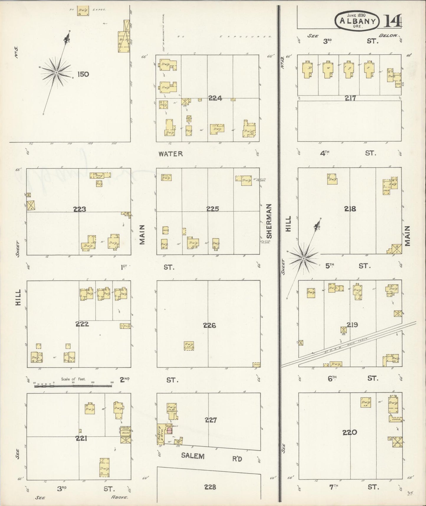 Sanborn Fire Insurance Map from Albany, Linn County, Oregon (1890), Sheet #0014 - Complete Map Set gallery image, historic Sanborn map, vintage wall art, Oregon Oregon