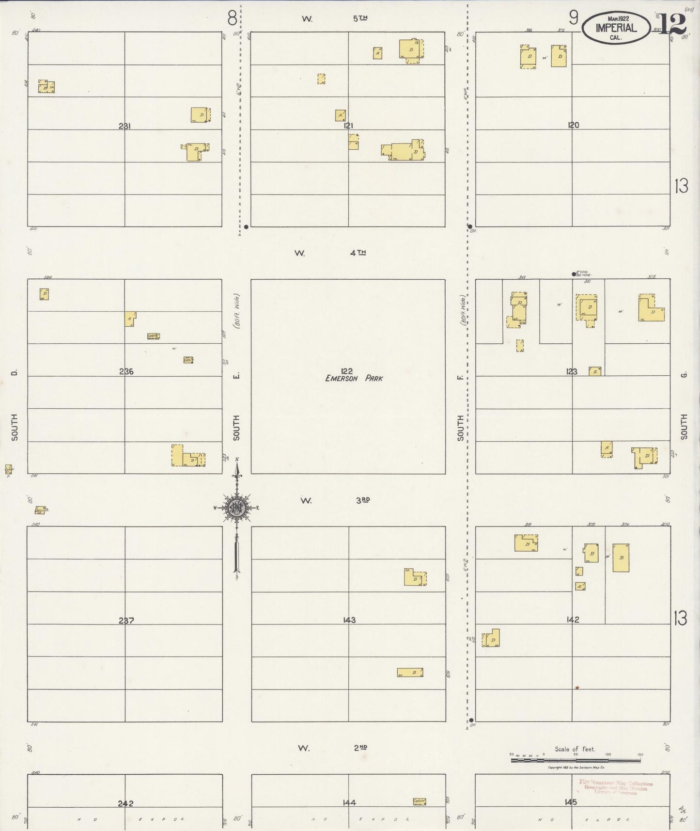 Sanborn Fire Insurance Map from Imperial, Imperial County, California (1922), Sheet #0012 - Historic Sanborn Fire Insurance Map Print, vintage old map wall art, antique decor, genealogy gift, California California map