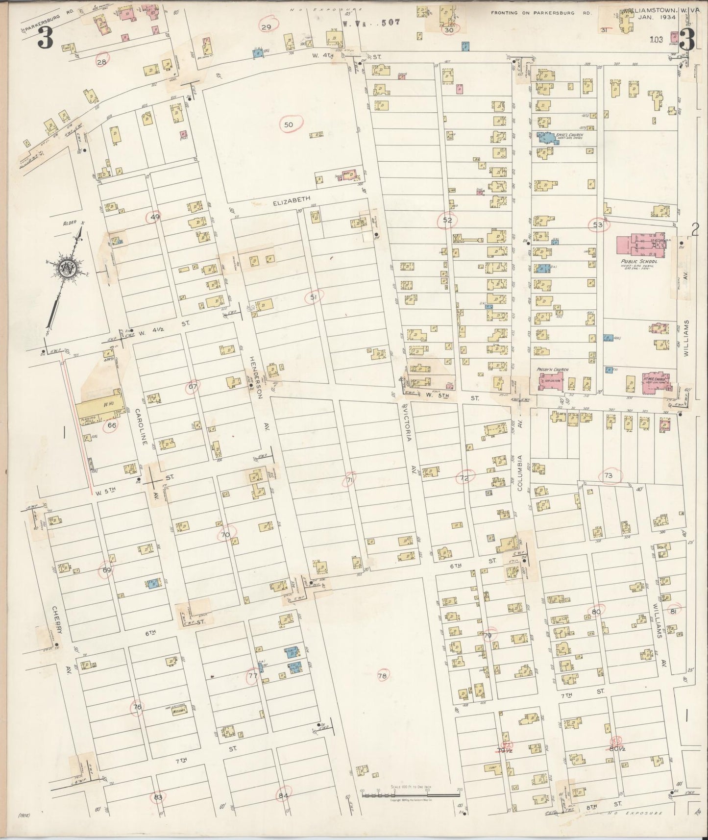 Sanborn Fire Insurance Map from Williamstown, Wood County, West Virginia (1945), Sheet #0003 - Complete Map Set gallery image, historic Sanborn map, vintage wall art, West Virginia West Virginia