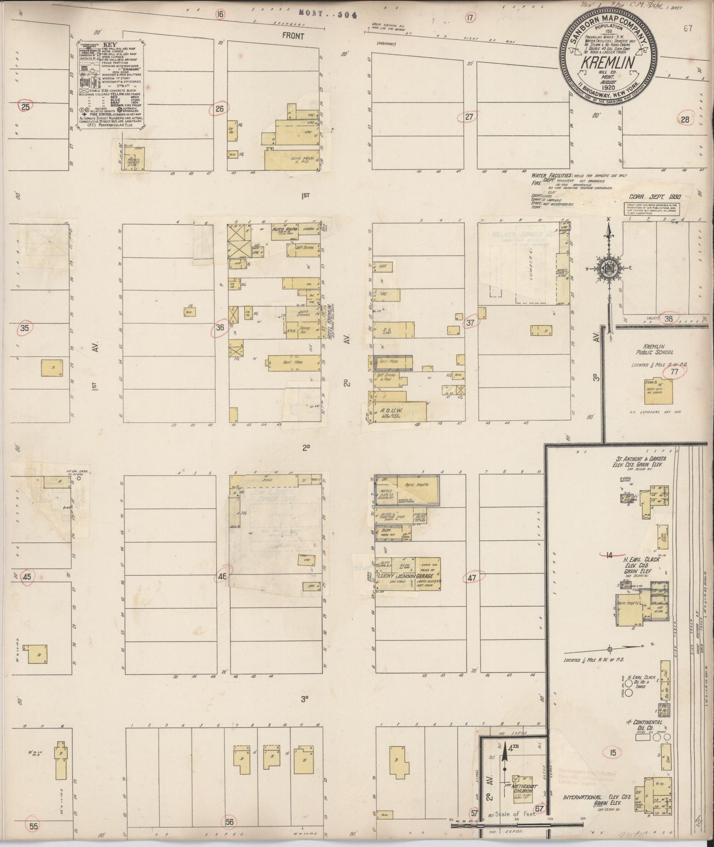Sanborn Fire Insurance Map from Kremlin, Hill County, Montana. (1930) – Historic Sanborn Fire Insurance Map Print