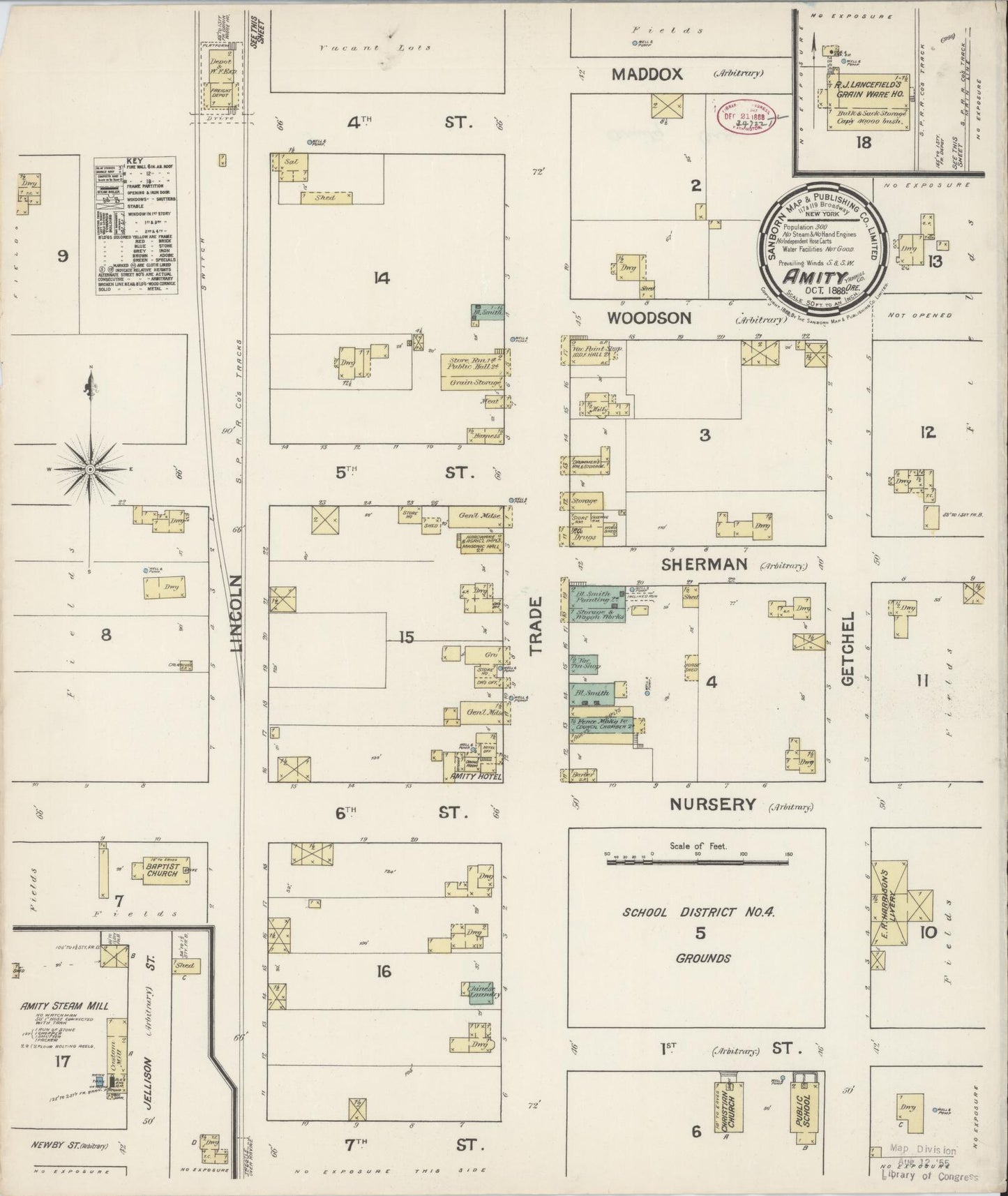 Sanborn Fire Insurance Map from Amity, Yamhill County, Oregon (1888), Sheet #0001 - Historic Sanborn Fire Insurance Map Print, vintage old map wall art, antique decor, genealogy gift, Oregon Oregon map