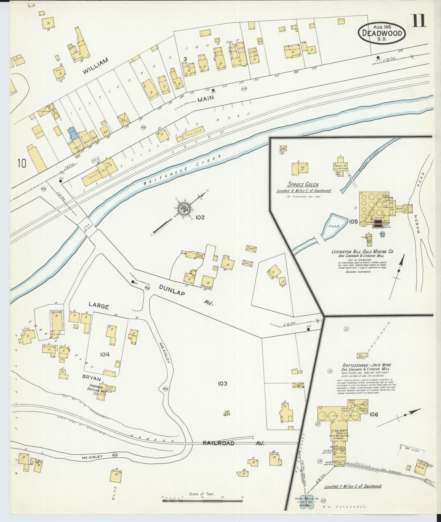 Sanborn Fire Insurance Map from Deadwood, Lawrence County, South Dakota (1915), Sheet #0011 - Historic Sanborn Fire Insurance Map Print, vintage old map wall art, antique decor, genealogy gift, South Dakota South Dakota map