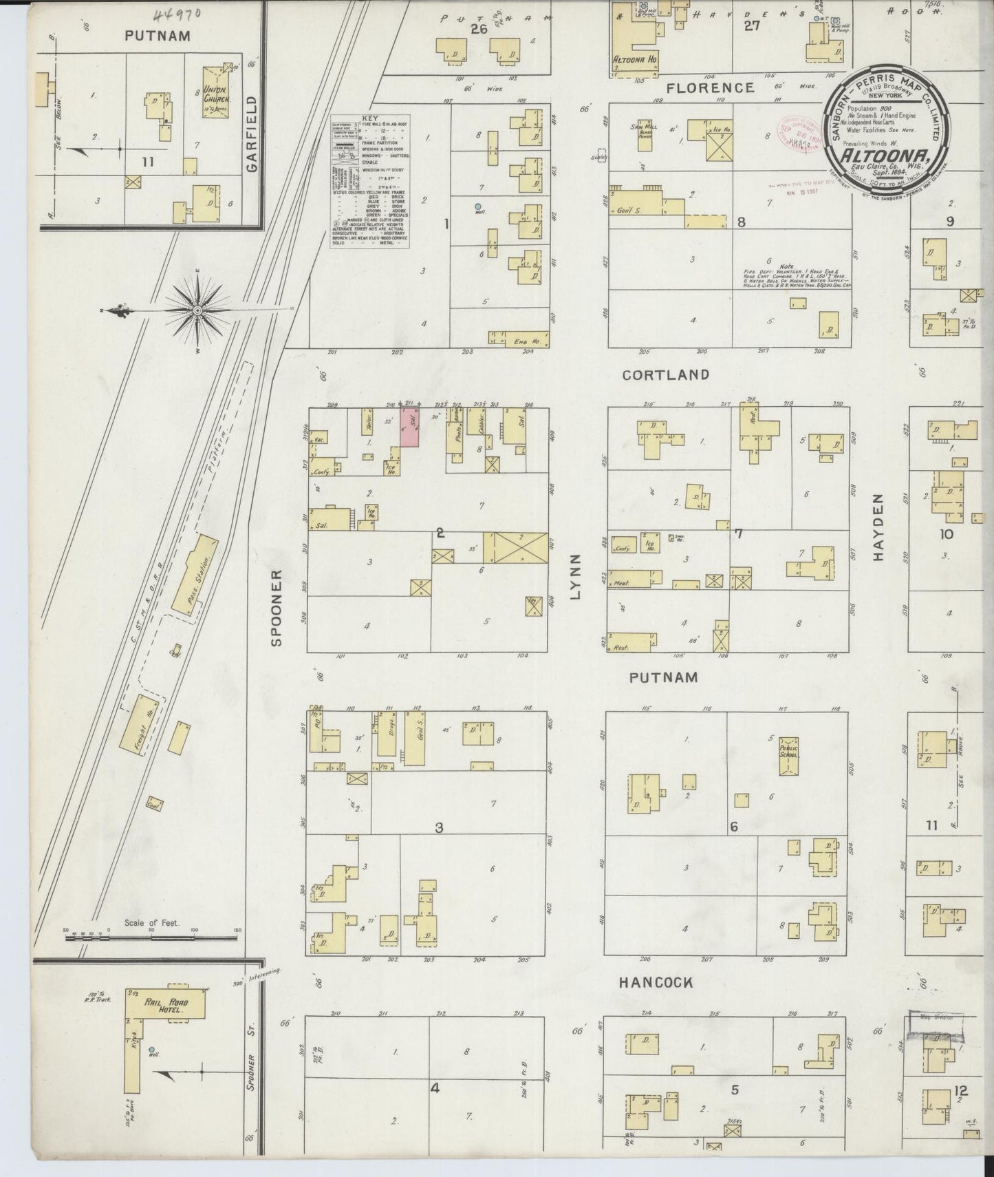 Sanborn Fire Insurance Map from Altoona, Eau Claire County, Wisconsin (1894), Sheet #0001 - Historic Sanborn Fire Insurance Map Print, vintage old map wall art, antique decor, genealogy gift, Wisconsin Wisconsin map