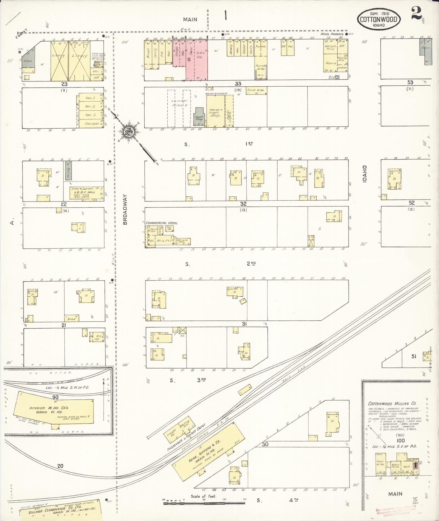 Sanborn Fire Insurance Map from Cottonwood, Idaho County, Idaho (1910), Sheet #0002 - Complete Map Set gallery image, historic Sanborn map, vintage wall art, Cottonwood Idaho