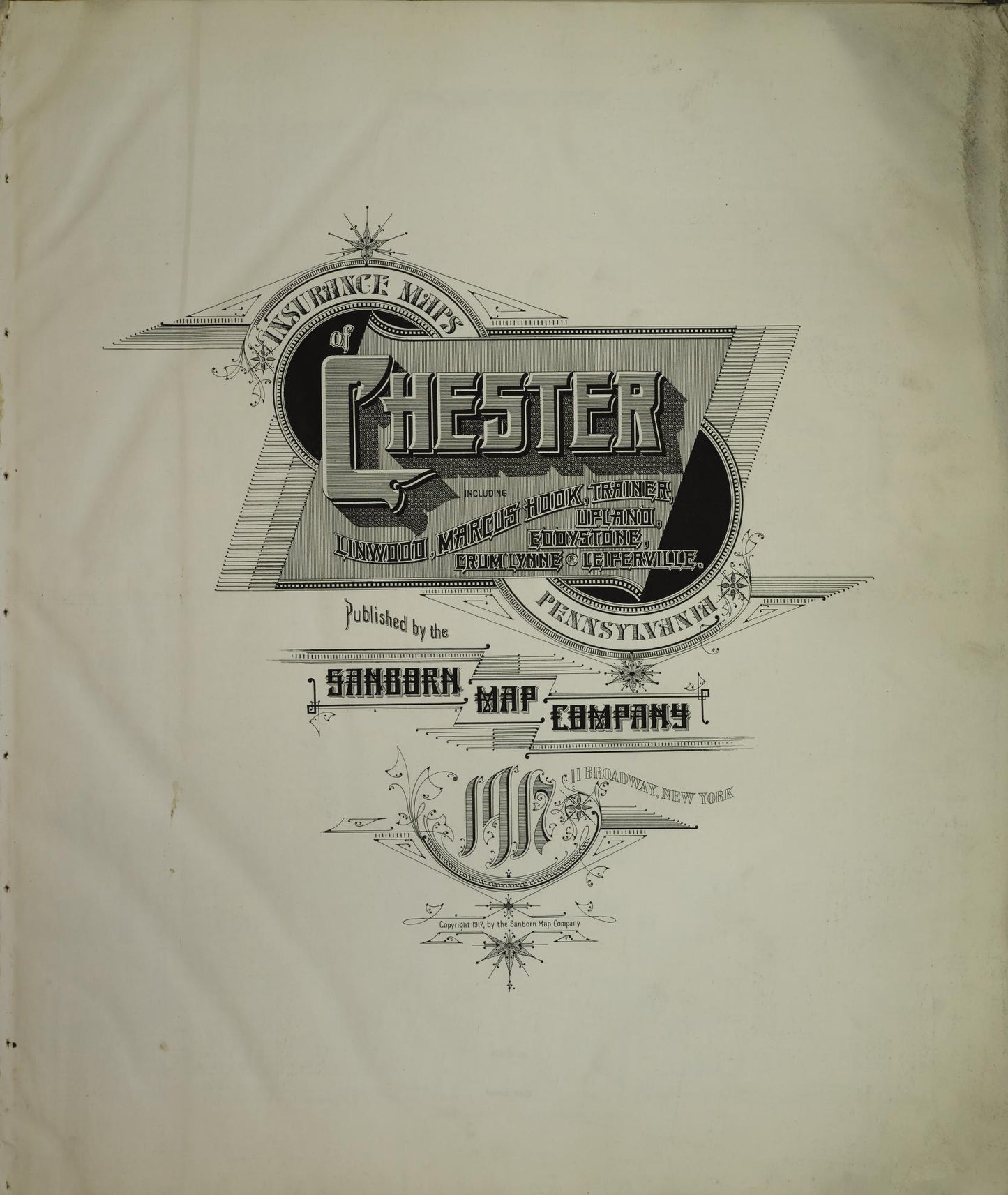 Sanborn Fire Insurance Map from Chester, Delaware County, Pennsylvania (1917), Sheet #0001 - Historic Sanborn Fire Insurance Map Print, vintage old map wall art, antique decor, genealogy gift, Pennsylvania Pennsylvania map