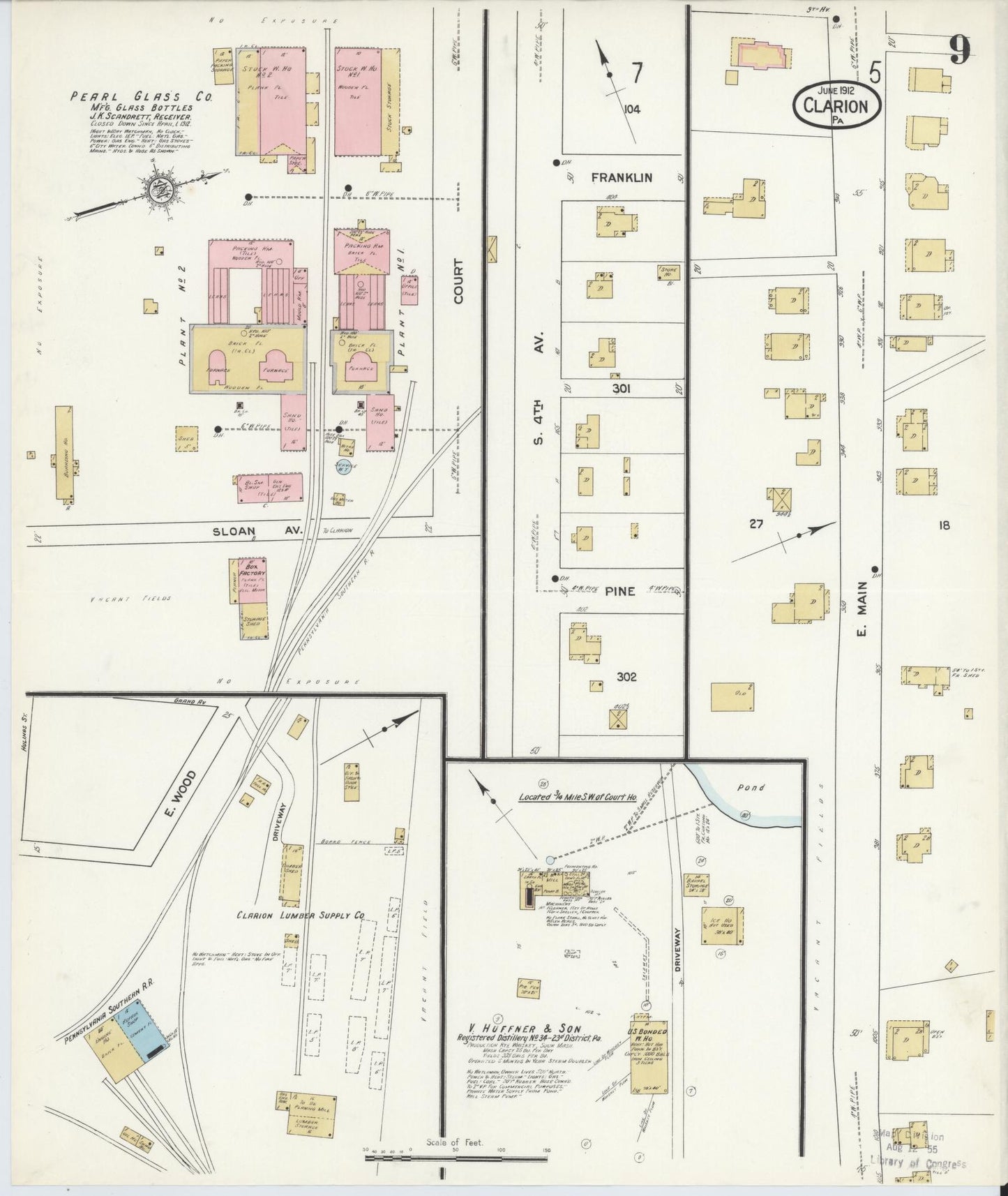 Sanborn Fire Insurance Map from Clarion, Clarion County, Pennsylvania (1912), Sheet #0009 - Historic Sanborn Fire Insurance Map Print, vintage old map wall art, antique decor, genealogy gift, Pennsylvania Pennsylvania map