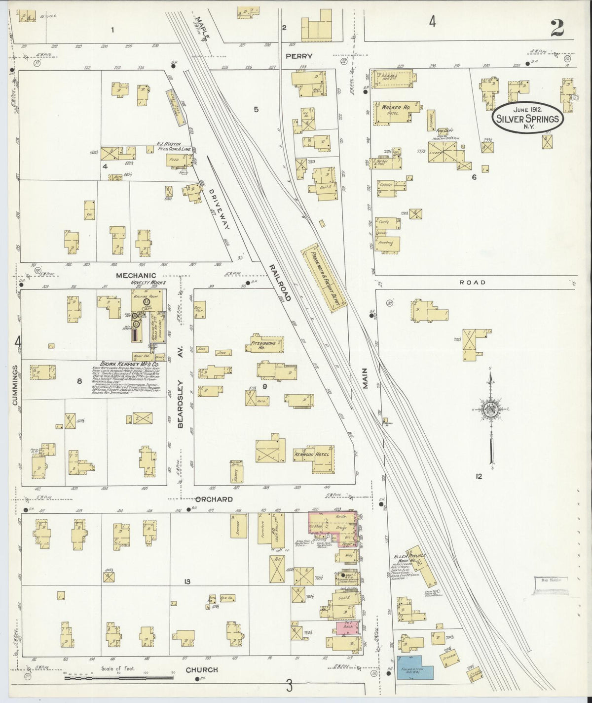 Sanborn Fire Insurance Map from Silver Springs, Wyoming County, New York (1912), Sheet #0002 - Historic Sanborn Fire Insurance Map Print, vintage old map wall art, antique decor, genealogy gift, Silver Springs Wyoming map