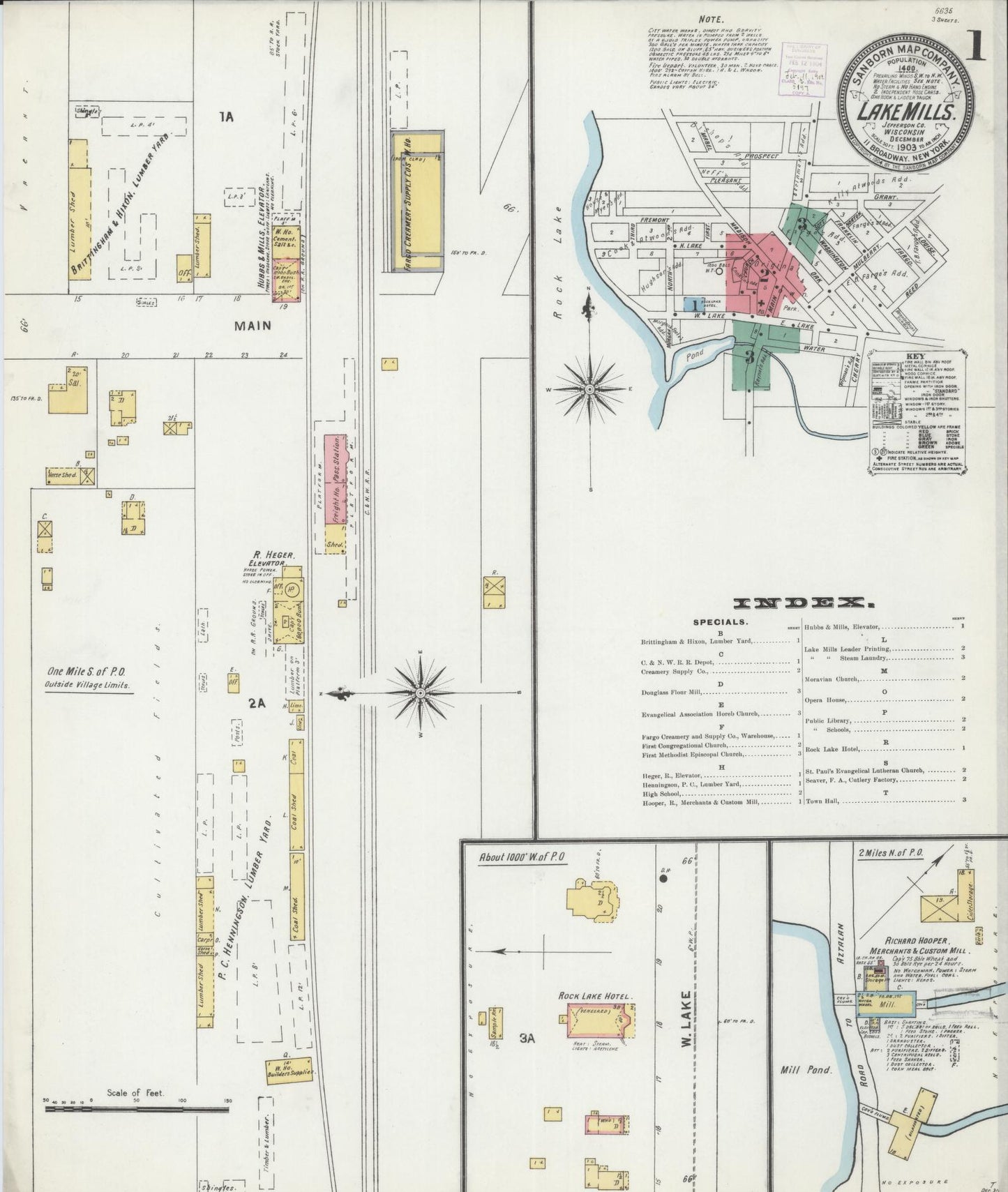 Sanborn Fire Insurance Map from Lake Mills, Jefferson County, Wisconsin (1903), Sheet #0001 - Historic Sanborn Fire Insurance Map Print, vintage old map wall art, antique decor, genealogy gift, Wisconsin Wisconsin map