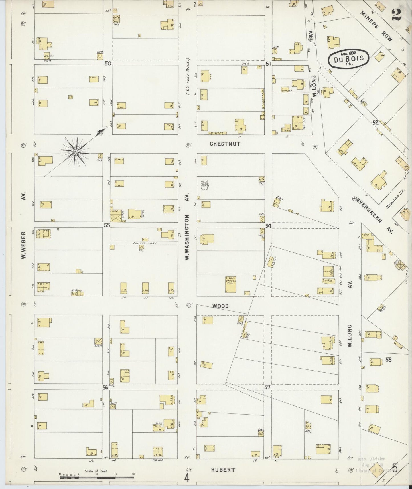 Sanborn Fire Insurance Map from Du Bois, Clearfield County, Pennsylvania (1896), Sheet #0002 - Historic Sanborn Fire Insurance Map Print, vintage old map wall art, antique decor, genealogy gift, Pennsylvania Pennsylvania map