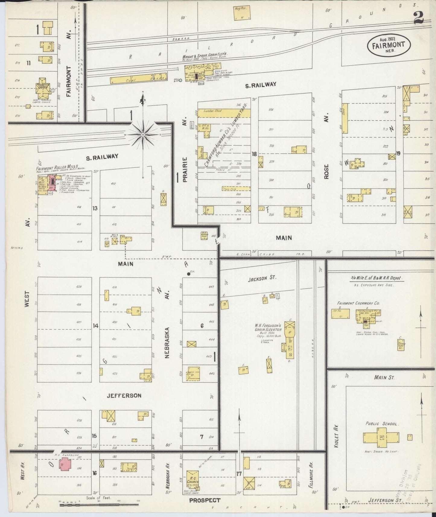 Sanborn Fire Insurance Map from Fairmont, Fillmore County, Nebraska (1902), Sheet #0002 - Historic Sanborn Fire Insurance Map Print, vintage old map wall art, antique decor, genealogy gift, Nebraska Nebraska map