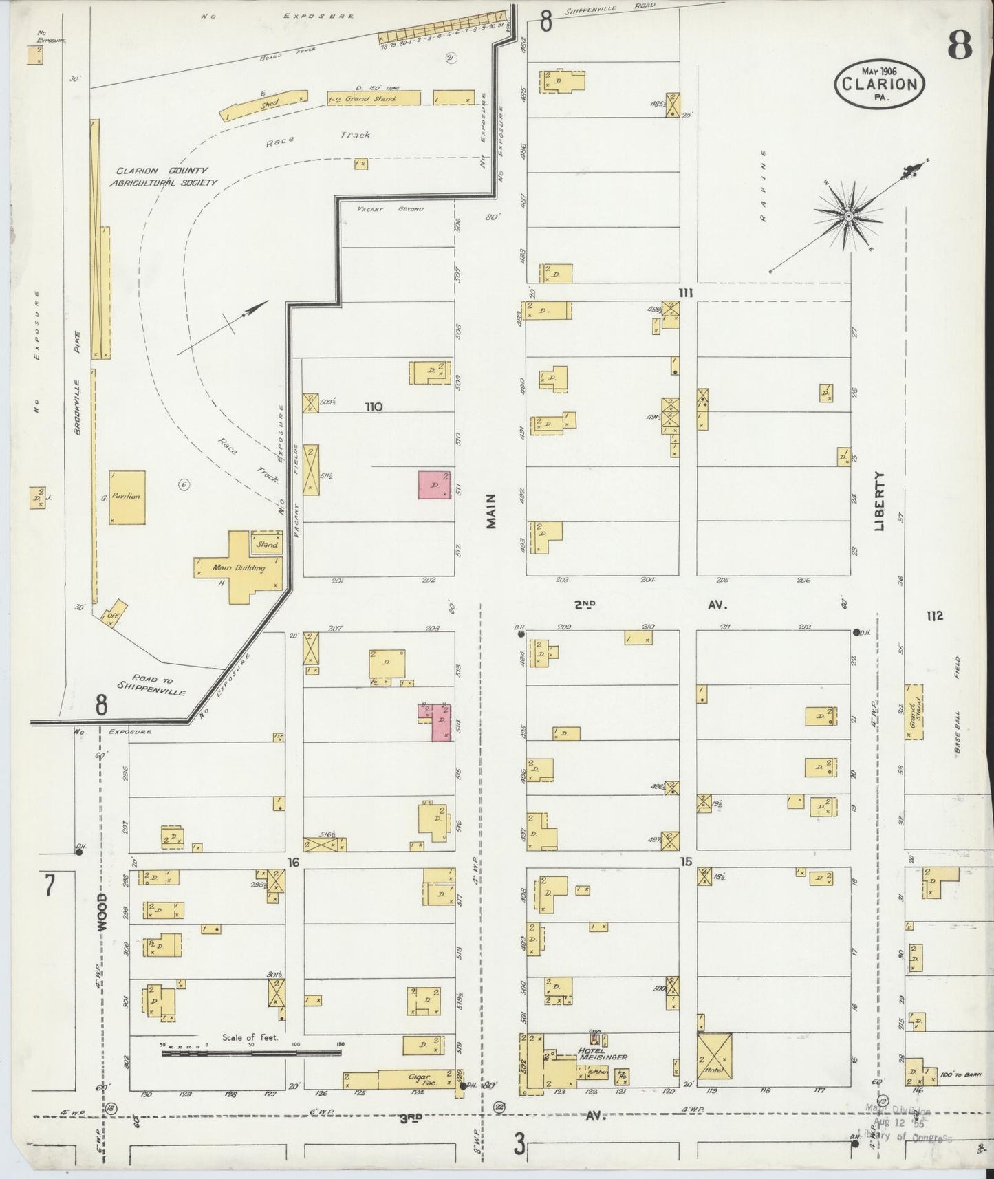 Sanborn Fire Insurance Map from Clarion, Clarion County, Pennsylvania (1906), Sheet #0008 - Historic Sanborn Fire Insurance Map Print, vintage old map wall art, antique decor, genealogy gift, Pennsylvania Pennsylvania map