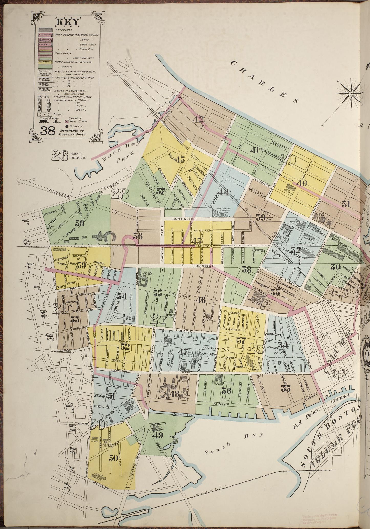 Sanborn Fire Insurance Map from Boston, Suffolk County, Massachusetts (1887), Sheet #0001 - Historic Sanborn Fire Insurance Map Print, vintage old map wall art, antique decor, genealogy gift, Massachusetts Massachusetts map