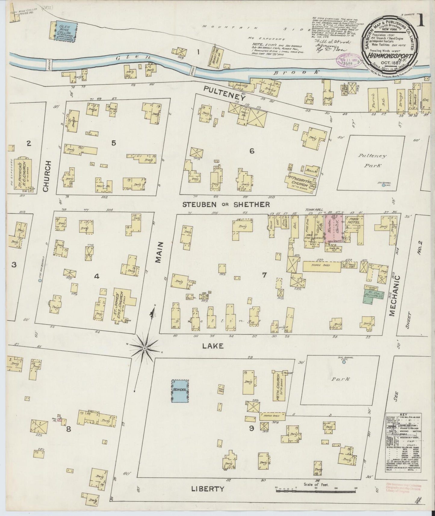 Sanborn Fire Insurance Map from Hammondsport, Steuben County, New York. (1887) – Historic Sanborn Fire Insurance Map Print