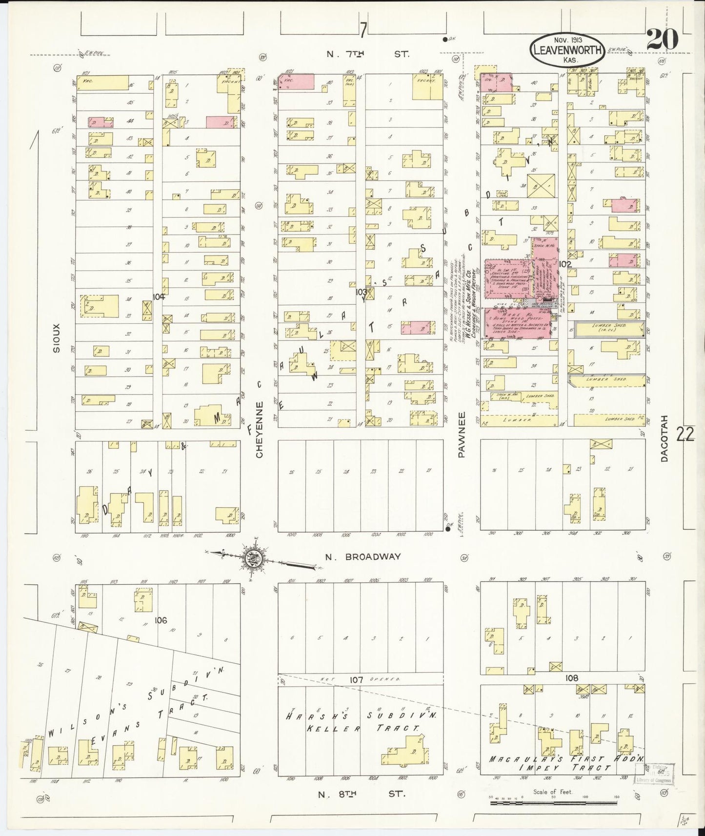 Sanborn Fire Insurance Map from Leavenworth, Leavenworth County, Kansas (1913), Sheet #0021 - Historic Sanborn Fire Insurance Map Print, vintage old map wall art, antique decor, genealogy gift, Kansas Kansas map