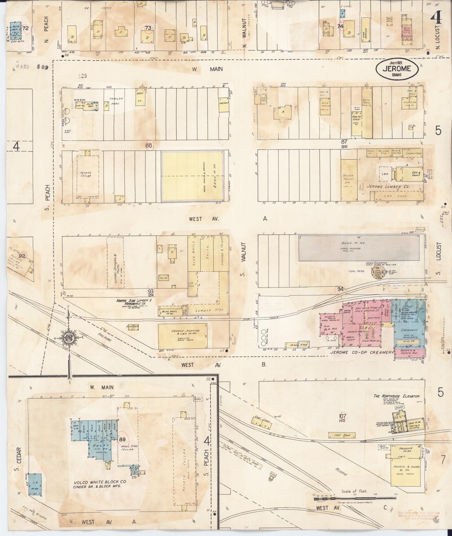Sanborn Fire Insurance Map from Jerome, Jerome County, Idaho (1949), Sheet #0004 - Historic Sanborn Fire Insurance Map Print, vintage old map wall art, antique decor, genealogy gift, Idaho Idaho map