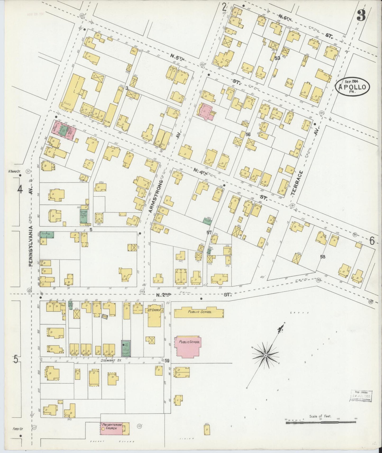Sanborn Fire Insurance Map from Apollo, Armstrong County, Pennsylvania (1904), Sheet #0003 - Historic Sanborn Fire Insurance Map Print, vintage old map wall art, antique decor, genealogy gift, Pennsylvania Pennsylvania map