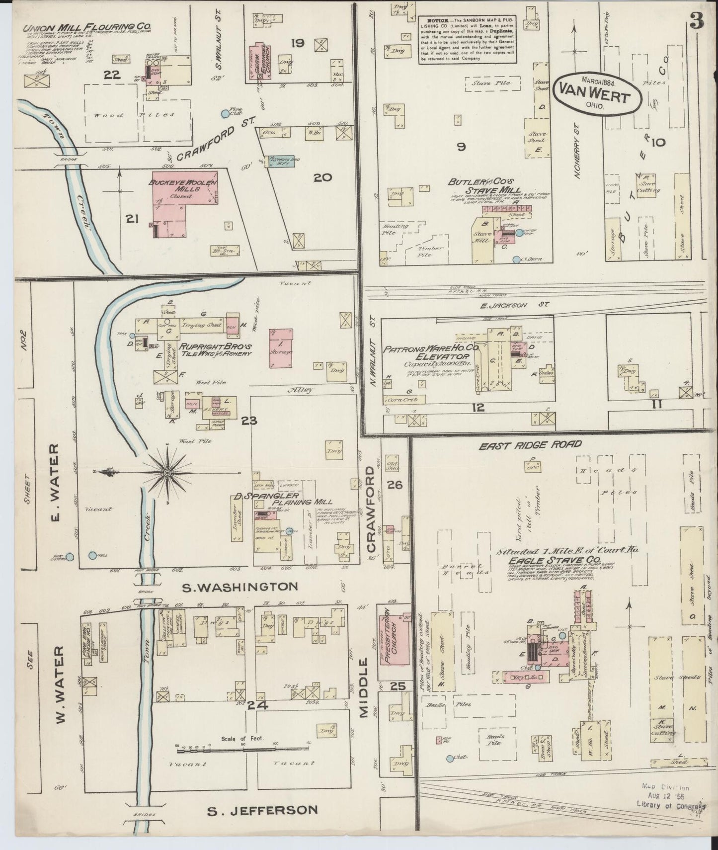 Sanborn Fire Insurance Map from Van Wert, Van Wert County, Ohio (1884), Sheet #0003 - Historic Sanborn Fire Insurance Map Print, vintage old map wall art, antique decor, genealogy gift, Ohio Ohio map