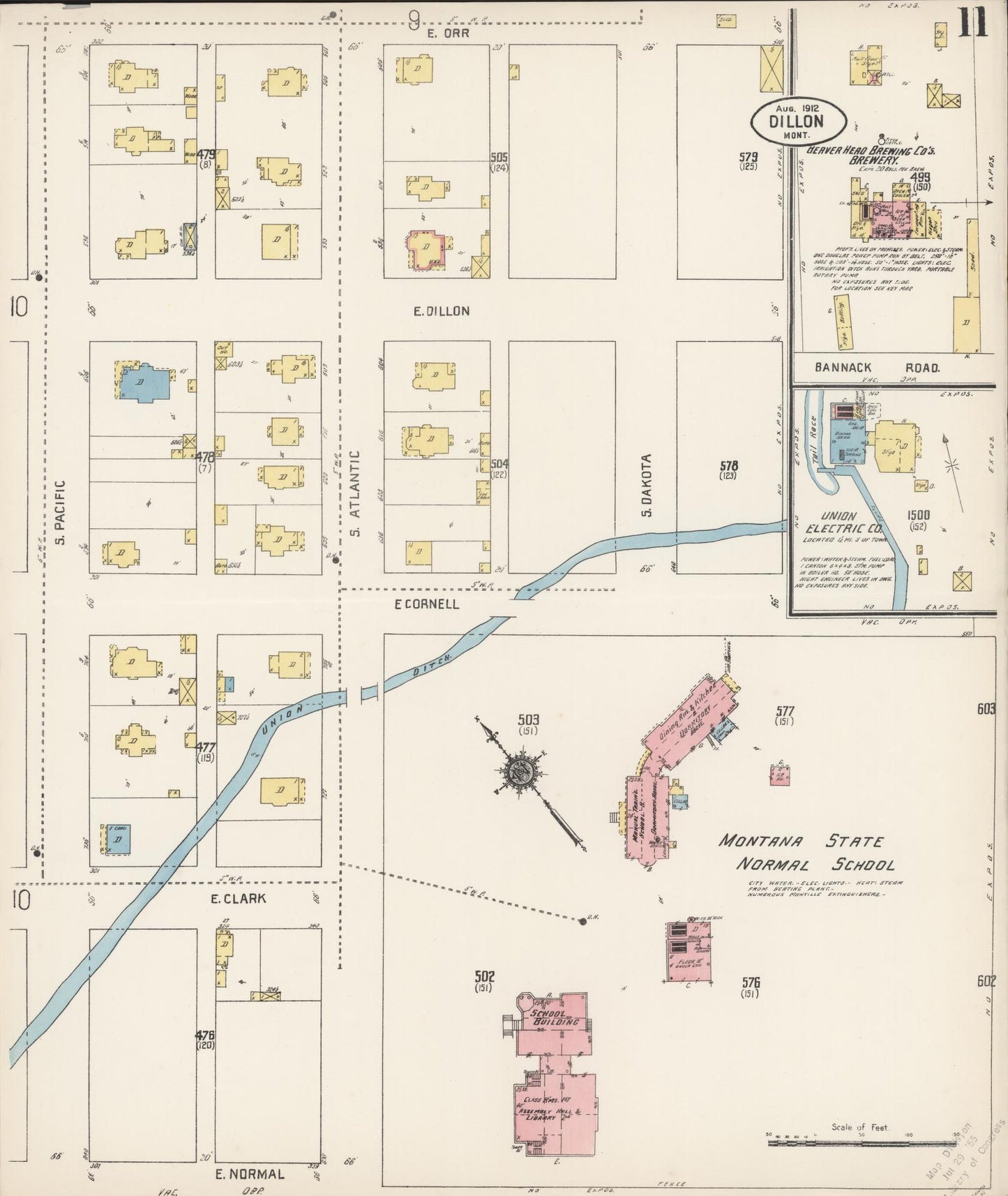 Sanborn Fire Insurance Map from Dillon, Beaverhead County, Montana (1912), Sheet #0011 - Complete Map Set gallery image, historic Sanborn map, vintage wall art, Montana Montana