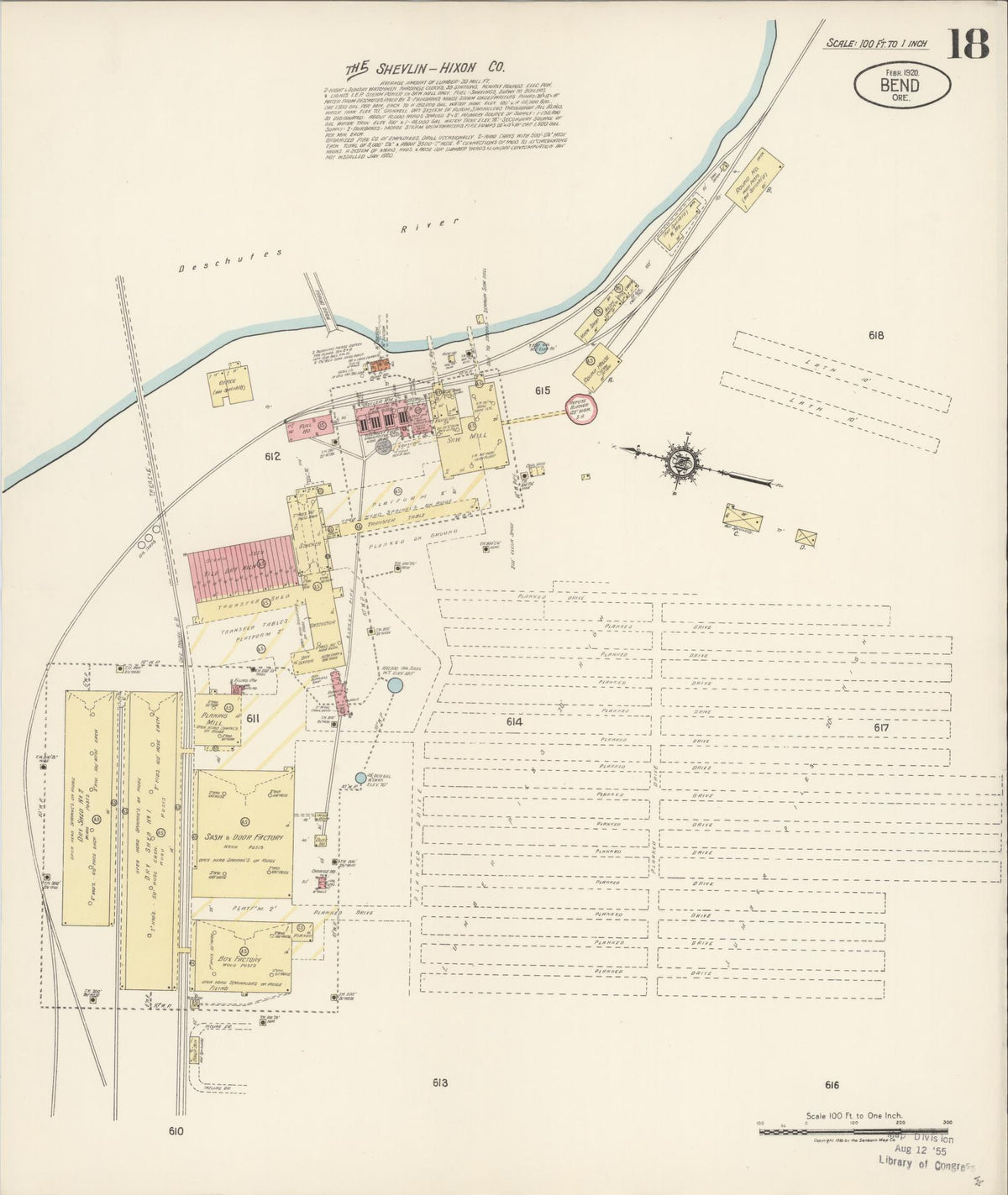 Sanborn Fire Insurance Map from Bend, Deschutes County, Oregon (1920), Sheet #0018 - Historic Sanborn Fire Insurance Map Print, vintage old map wall art, antique decor, genealogy gift, Oregon Oregon map