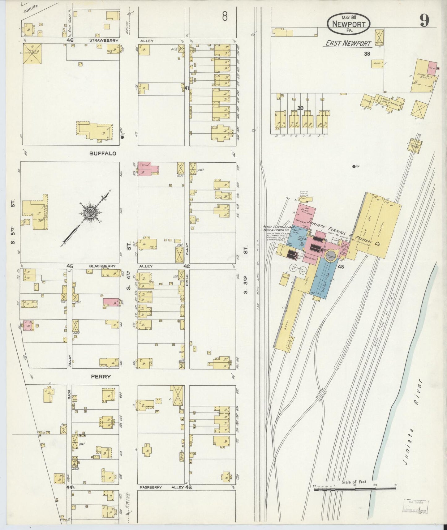 Sanborn Fire Insurance Map from Newport, Perry County, Pennsylvania (1911), Sheet #0009 - Complete Map Set gallery image, historic Sanborn map, vintage wall art, Pennsylvania Pennsylvania