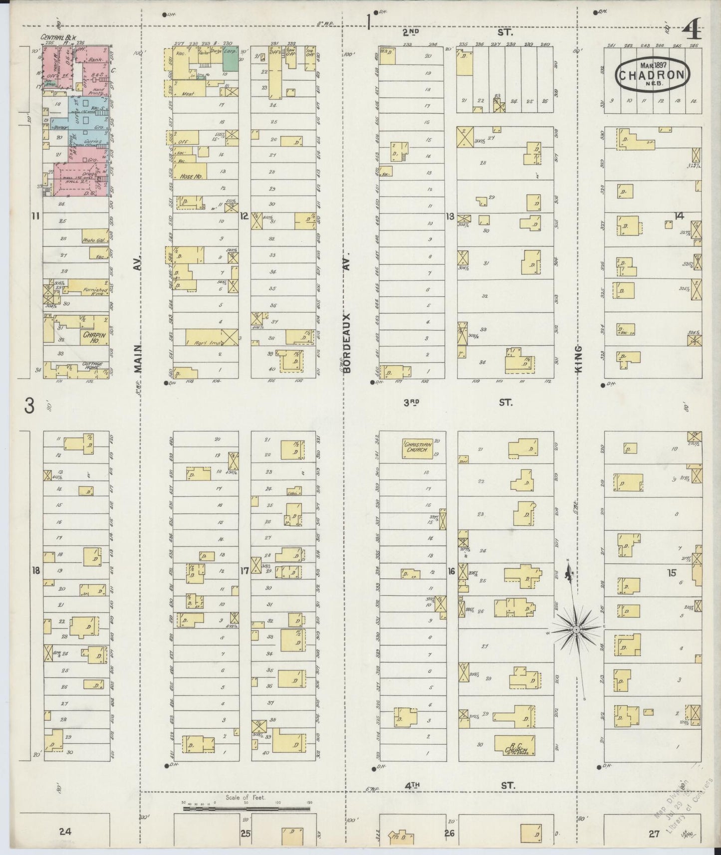 Sanborn Fire Insurance Map from Chadron, Dawes County, Nebraska (1897), Sheet #0004 - Complete Map Set gallery image, historic Sanborn map, vintage wall art, Nebraska Nebraska