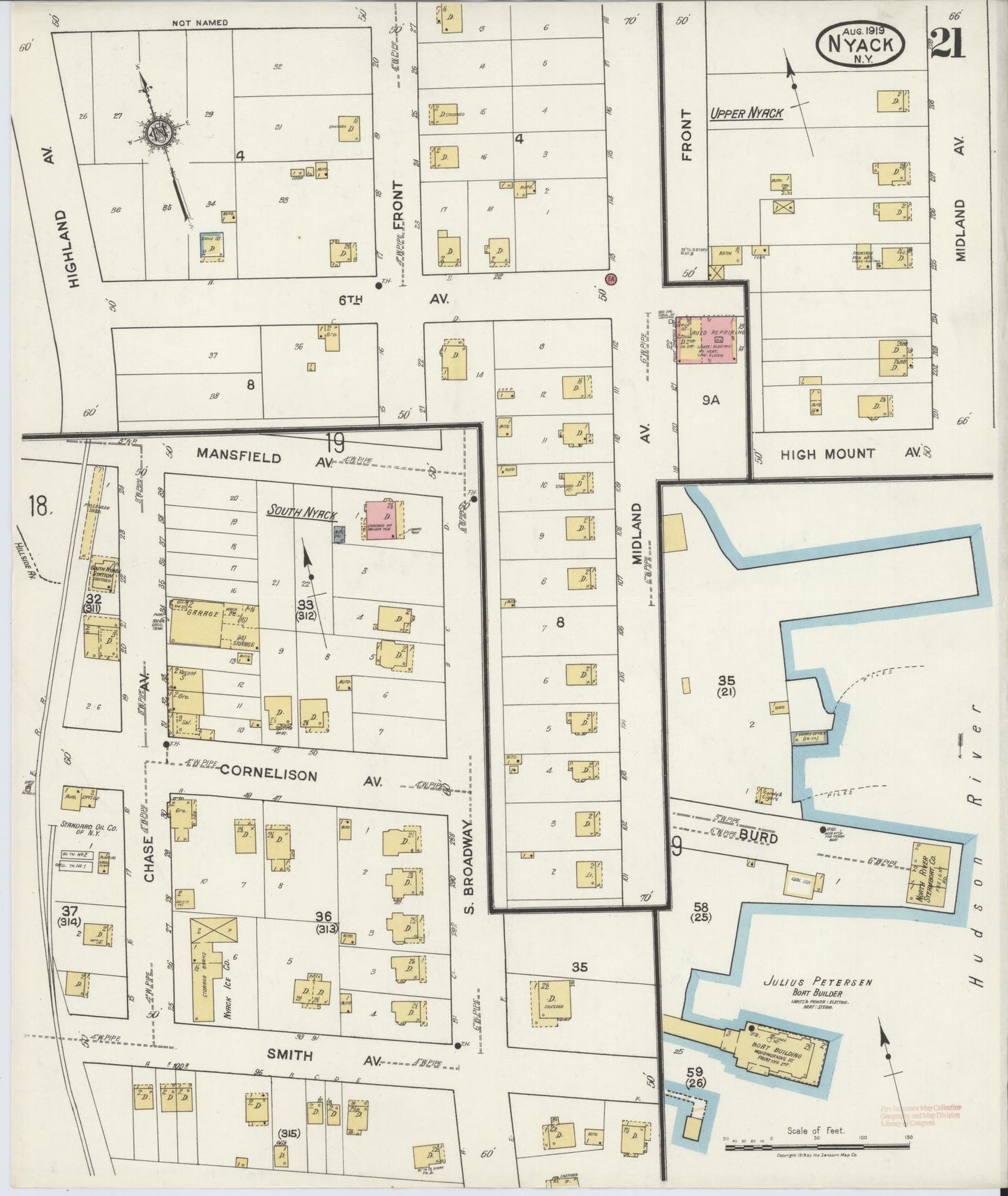 Sanborn Fire Insurance Map from Nyack, Rockland County, New York. (1919), Sheet #0021