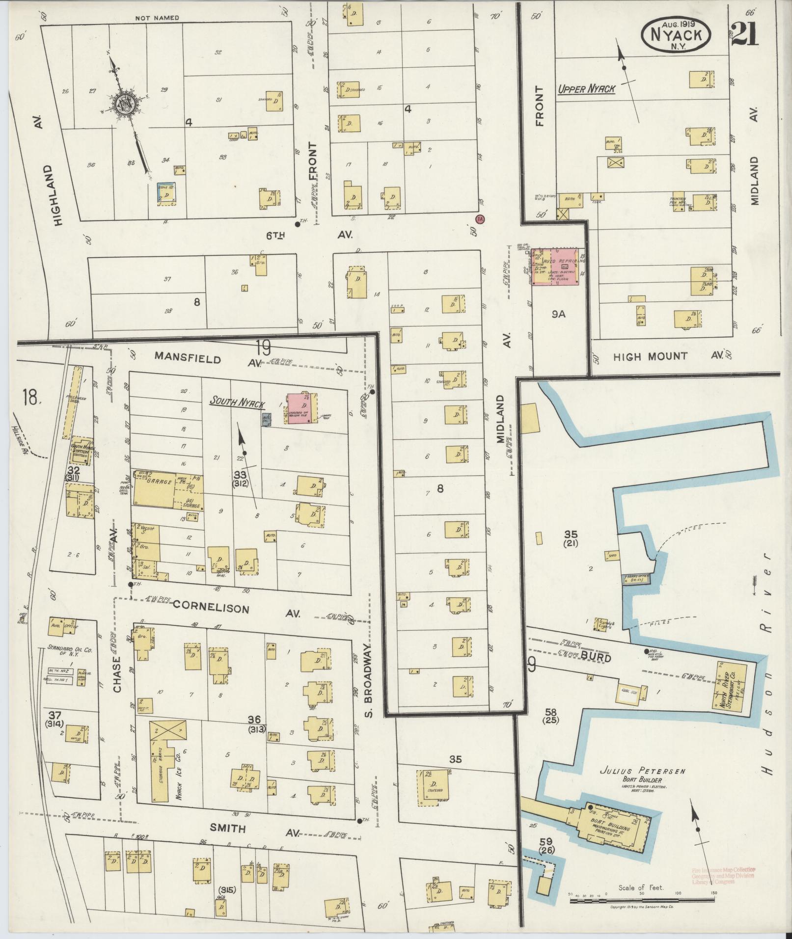 Sanborn Fire Insurance Map from Nyack, Rockland County, New York. (1919), Sheet #0021