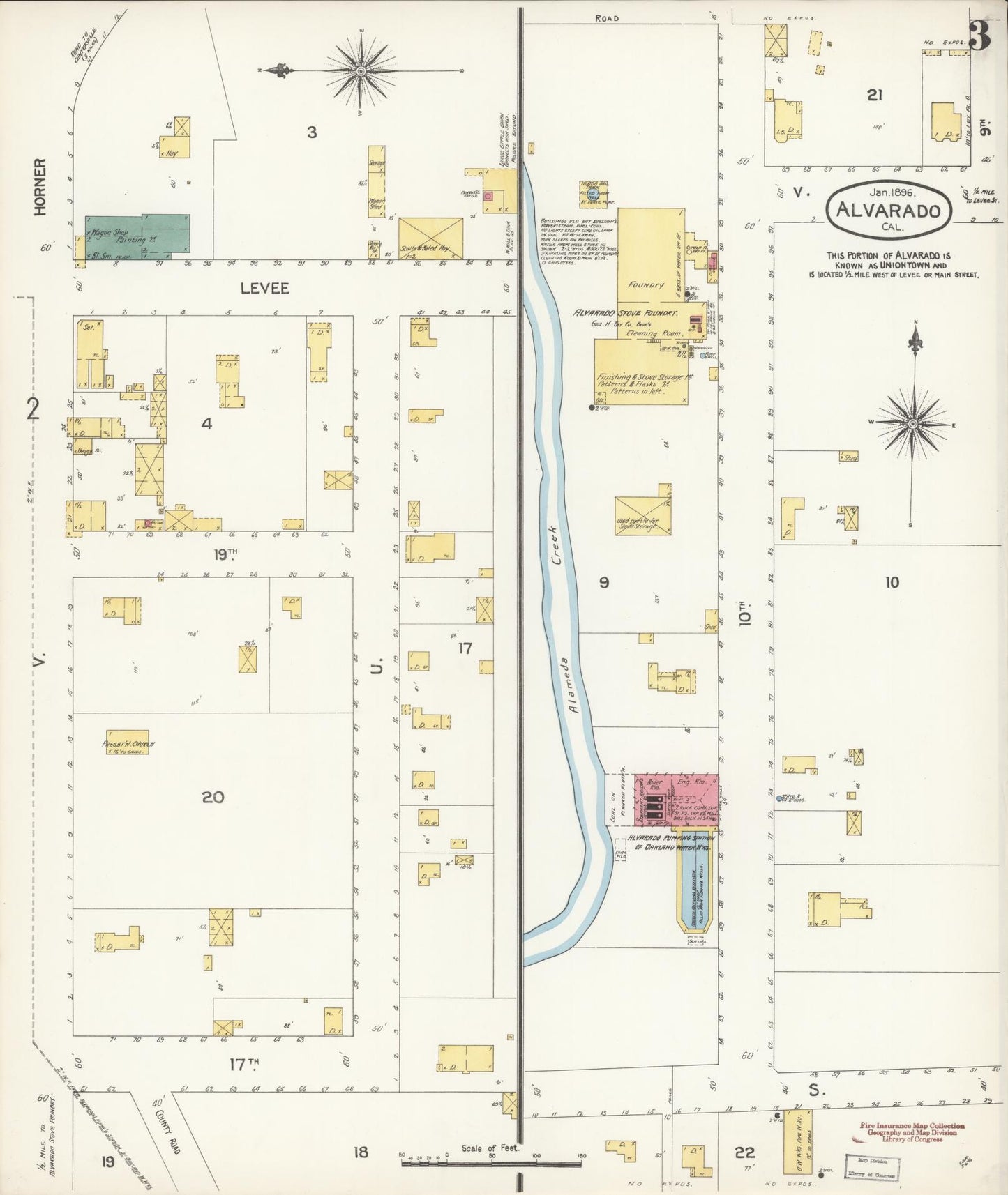 Sanborn Fire Insurance Map from Alvarado, Alameda County, California (1896), Sheet #0003 - Historic Sanborn Fire Insurance Map Print, vintage old map wall art, antique decor, genealogy gift, California California map